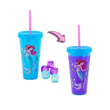 Disney Store The Little Mermaid Ariel Tumbler with Straw Cup Plastic With  Water