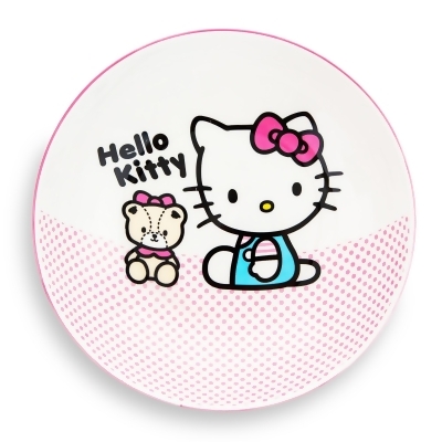 Sanrio Hello Kitty Pink Dots 9-Inch Ceramic Coupe Dinner Bowl 