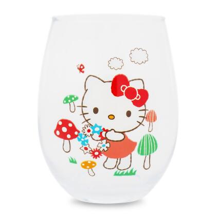 Sanrio Hello Kitty Mushrooms Stemless Wine Glass | Holds 20 Ounces 