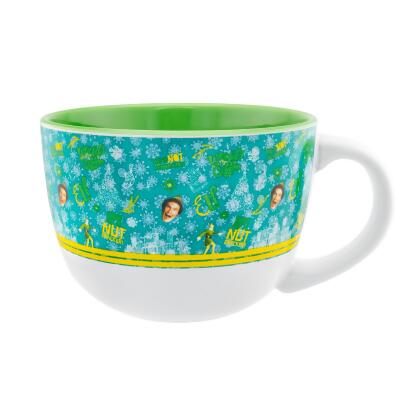Elf Tossed Pattern Ceramic Soup Mug | Holds 20 Ounces 