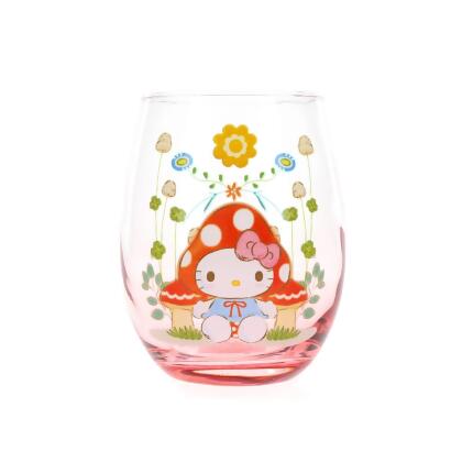 Sanrio Hello Kitty Mushroom Art Stemless Wine Glass | Holds 20 Ounces 