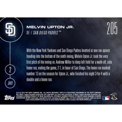 MLB San Diego Padres Melvin Upton Jr. #205 2016 Topps NOW Trading Card alternate image