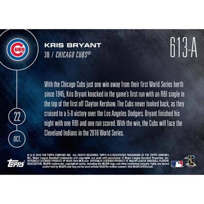 MLB Chicago Cubs Kris Bryant #613A Topps NOW Trading Card alternate image