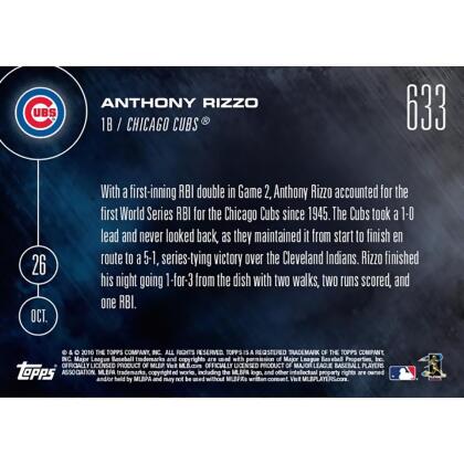 MLB Chicago Cubs Anthony Rizzo #633 2016 Topps NOW Trading Card alternate image