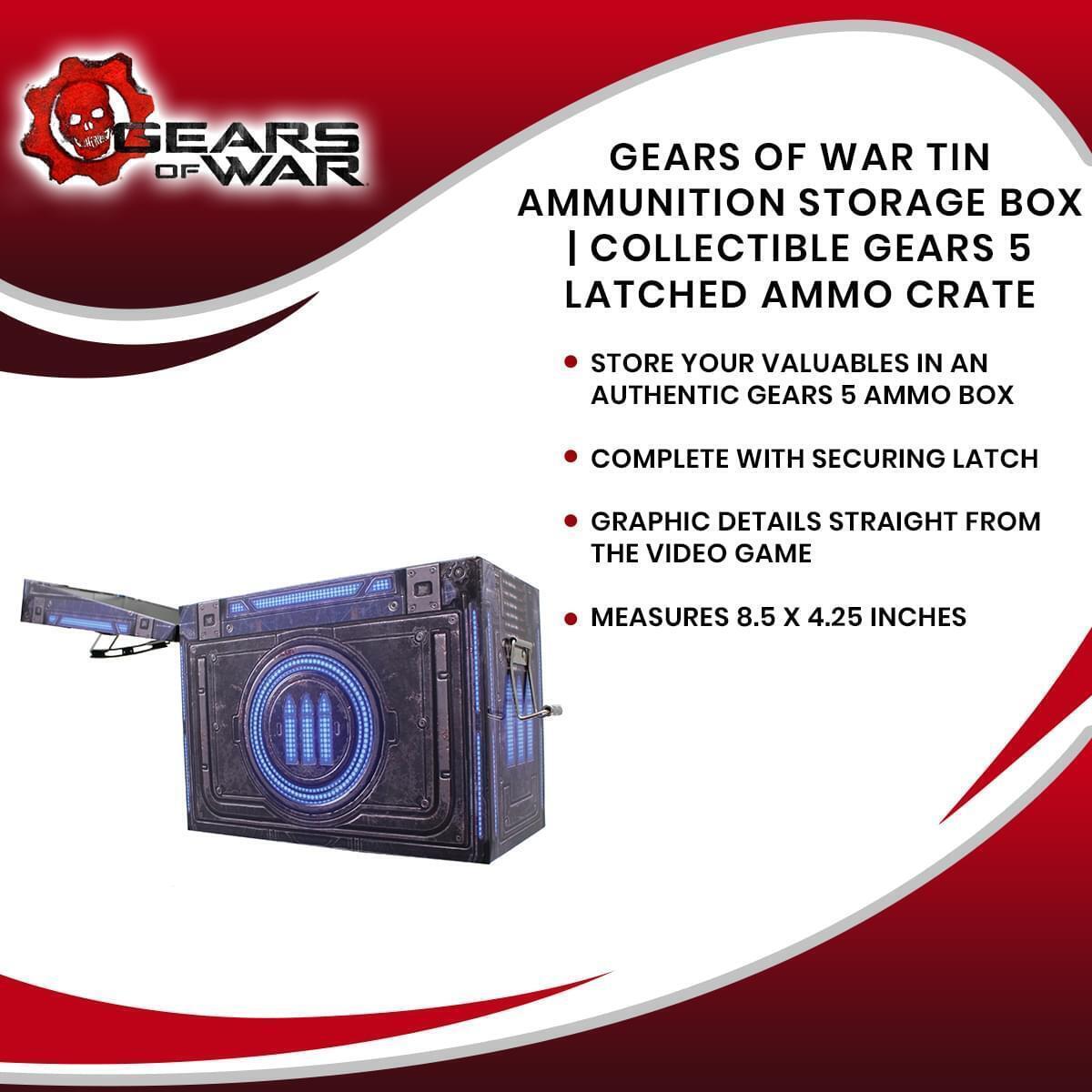 Gears Of War Tin Ammunition Storage Box | Collectible Gears 5 Latched Ammo Crate alternate image