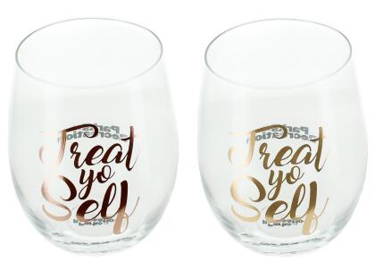 Parks and Recreation "Treat Yo Self" 17-Ounce Stemless Wine Glasses | Set Of 2 alternate image