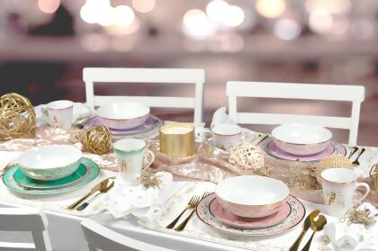 Disney Princess 16-Piece Ceramic Dinnerware Set | Tiana, Rapunzel, Aurora, Mulan alternate image