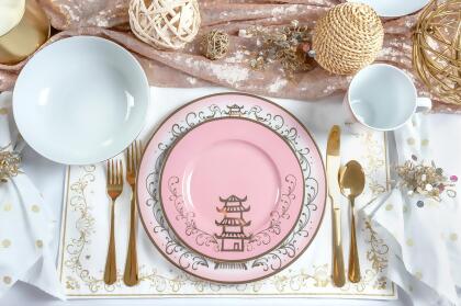 Disney Princess 16-Piece Ceramic Dinnerware Set | Tiana, Rapunzel, Aurora, Mulan alternate image