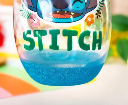Disney Lilo & Stitch Hawaiian Flowers Teardrop Stemless Wine Glass | 20 Ounces alternate image