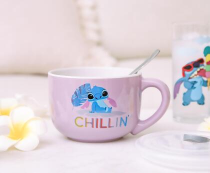 Disney Lilo & Stitch "Chillin" Ceramic Soup Mug With Vented Lid | Holds 24 Ounces alternate image