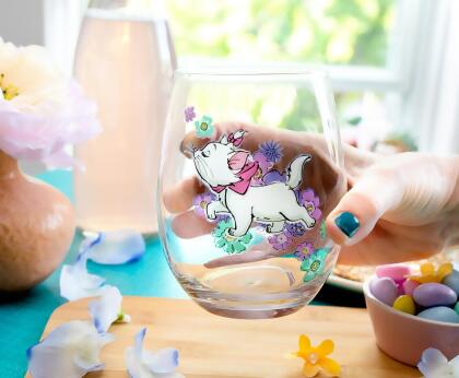 Disney The Aristocats Marie Walking Teardrop Stemless Wine Glass | Holds 20 Ounces alternate image