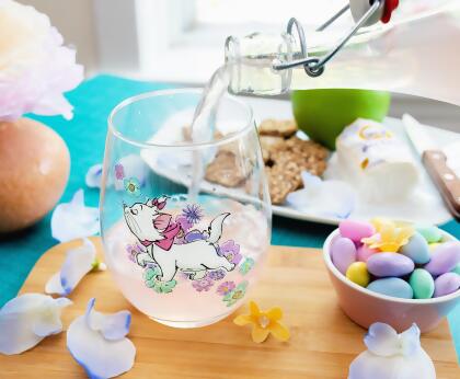 Disney The Aristocats Marie Walking Teardrop Stemless Wine Glass | Holds 20 Ounces alternate image