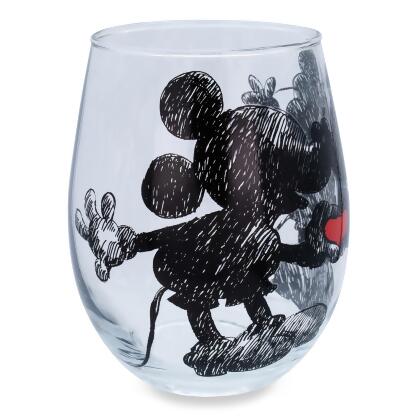 Disney Mickey and Minnie Mouse Teardrop Stemless Wine Glass | Holds 20 Ounces alternate image