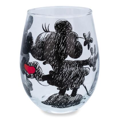 Disney Mickey and Minnie Mouse Teardrop Stemless Wine Glass | Holds 20 Ounces alternate image