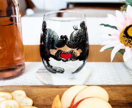 Disney Mickey and Minnie Mouse Teardrop Stemless Wine Glass | Holds 20 Ounces alternate image
