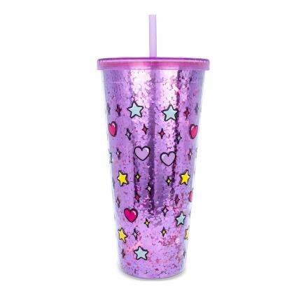 Sanrio Hello Kitty Pink Plastic Tumbler With Lid and Straw