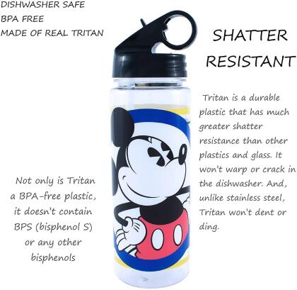 Mickey Mouse Stainless Steel Water Bottle with Built-In Straw