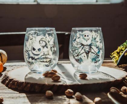 Disney The Nightmare Before Christmas Ink Blot Stemless Wine Glasses | Set of 2 alternate image