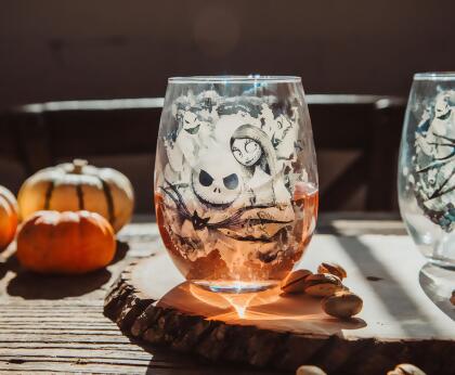 Disney The Nightmare Before Christmas Ink Blot Stemless Wine Glasses | Set of 2 alternate image