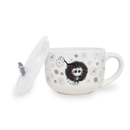 Disney Nightmare Before Christmas Santa Jack Wreath Ceramic Soup Mug With Lid alternate image