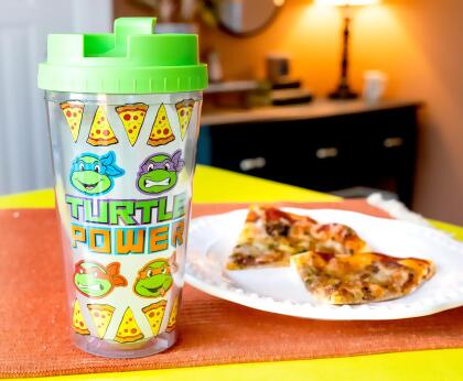 Teenage Mutant Ninja Turtles Pizza Slices Plastic Travel Tumbler | 16 Ounces alternate image