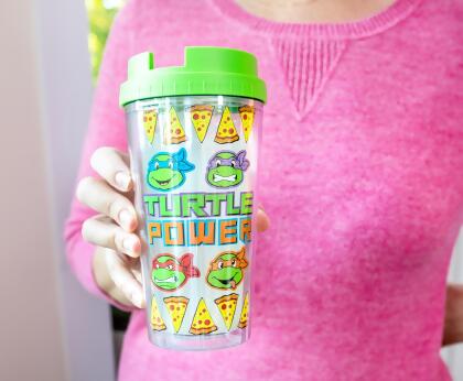 Teenage Mutant Ninja Turtles Pizza Slices Plastic Travel Tumbler | 16 Ounces alternate image