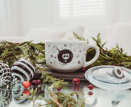 Disney Nightmare Before Christmas Santa Jack Wreath Ceramic Soup Mug With Lid alternate image