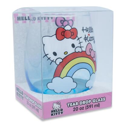 Sanrio Hello Kitty Rainbow Peek Stemless Wine Glass | Holds 20 Ounces alternate image
