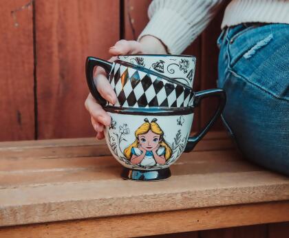 Disney Alice in Wonderland Monochrome Stacked Teacups Sculpted Ceramic Mug alternate image