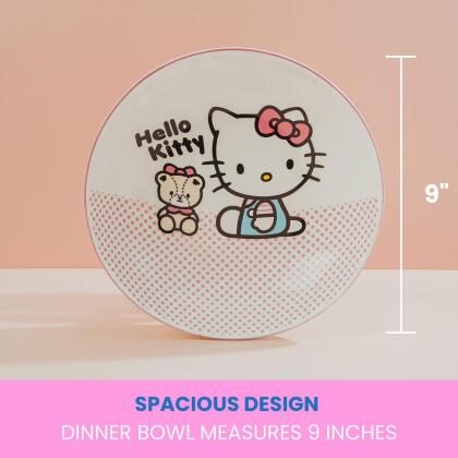 Sanrio Hello Kitty Pink Dots 9-Inch Ceramic Coupe Dinner Bowl alternate image