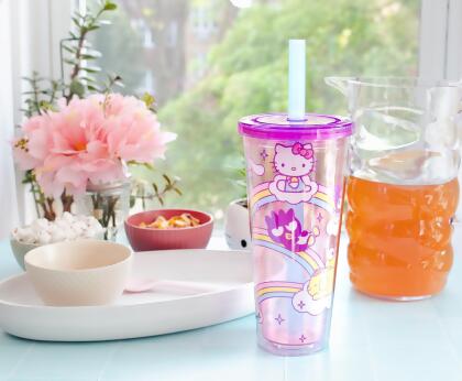 Sanrio Hello Kitty Face Carnival Cup With Lid and Topper Straw | Holds 24  Ounces