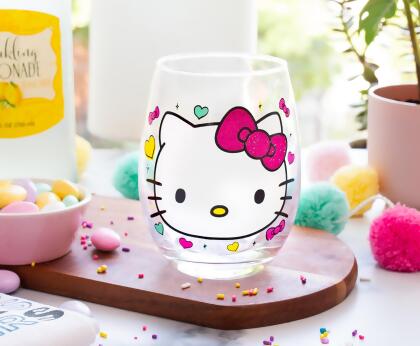 Sanrio Hello Kitty "You Had Me At Hello" Glitter Stemless Wine Glass | 20 Ounces alternate image