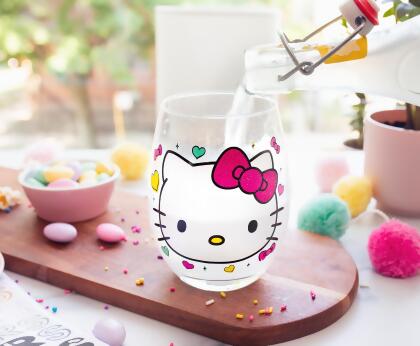 Sanrio Hello Kitty "You Had Me At Hello" Glitter Stemless Wine Glass | 20 Ounces alternate image