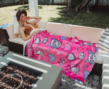 Sanrio My Melody and Kuromi Pillow Fight Sherpa Throw Blanket | 50 x 60 Inches alternate image