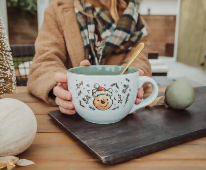 Disney Winnie the Pooh Holly Holidays Ceramic Soup Mug | Holds 24 Ounces alternate image