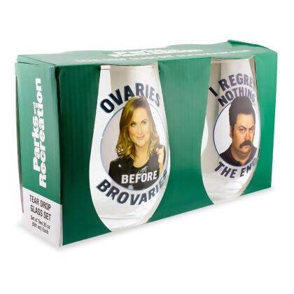 Parks and Recreation Ron & Leslie 20-Ounce Stemless Wine Glasses | Set of 2 alternate image