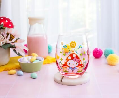 Sanrio Hello Kitty Mushroom Art Stemless Wine Glass | Holds 20 Ounces alternate image