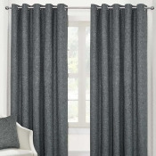 Dark Grey Heavy Boucle Textured Blackout Lined Eyelet Curtain Pair, 90 x 54 Dark Grey Heavy Boucle Textured Blackout Lined Eyelet Curtain Pair, 90 x 54