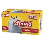 GLAD Kitchen Tall Drawstring Trash Bag, 13 gallon, 45 Bags/Box, 6 Boxes/Case GLAD Kitchen Tall Drawstring Trash Bag, 13 gallon, 45 Bags/Box, 6 Boxes/Case