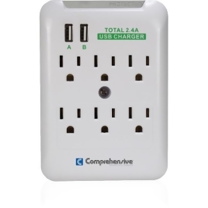 Comprehensive Cable Cpwr-sp6-usb2 6Port Wall Mount Surge Outlet - All