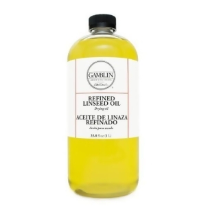 Gamblin Artists Colors Co 06032 Refined Linseed Oil Low Acid 33.8Oz/1litre - All