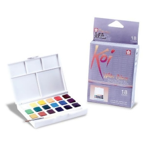 Sakura Of America Xncw18n Koi Watercolor Field Sketch Box W/brush 18 Piece Pan Set - All