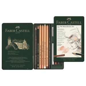 Faber-castell Usa 112975 Pitt Monochrome Tin Of 12 Asst - All