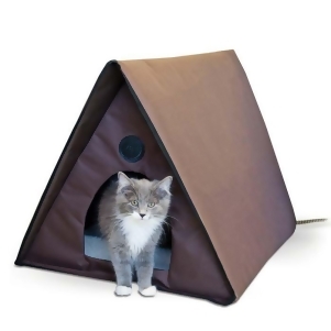 K H Pet Products 3992 Chocolate K H Pet Products Outdoor Heated Multiple Kitty A-frame Chocolate 35 X 20.5 X 20 - All