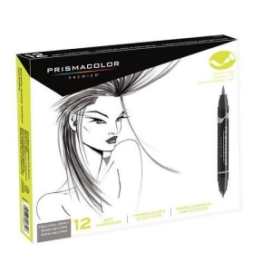Sanford / Prismacolor 1850656 Prismacolor Brush | Fine Tip Marker 12Ct Neutral Grey Set - All
