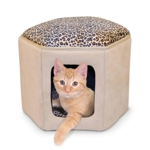 K H Pet Products 3891 Tan / Leopard K H Pet Products Thermo-kitty Sleephouse Tan / Leopard 17 X 16 X 13 - All