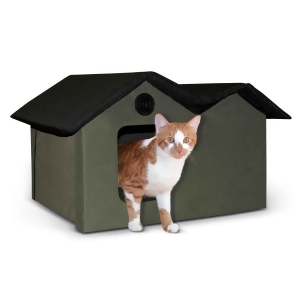 K H Pet Products 3971 Olive / Black K H Pet Products Unheated Outdoor Kitty House Extra Wide Olive / Black 21.5 X 26. - All