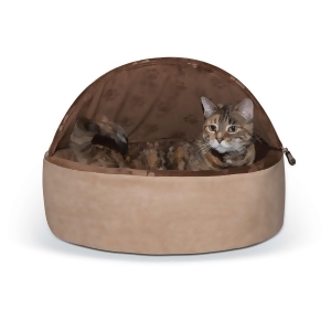 K H Pet Products 2997 Chocolate/Tan K H Pet Products Self-warming Kitty Bed Hooded Large Chocolate/tan 20 X 20 X 12. - All
