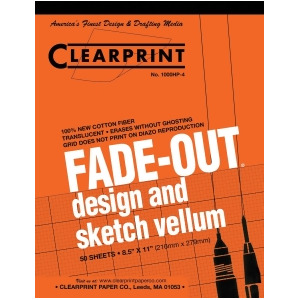Chartpak Inc. 10004410 Design Vellum 1000Hp 4X4 Grid 50 Sheets 4 8.5X11 Fade Out - All
