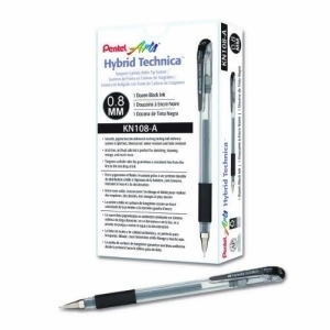 Pentel Kn108a Pentel Hybrid Technica 0.8Mm Gel Pen Black Ink - All